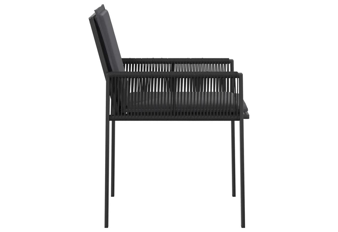 vidaXL Gartenstuhl 6-tlg. Schwarz/Dunkelgrau Poly-Rattan mit Kissen - Bild 5