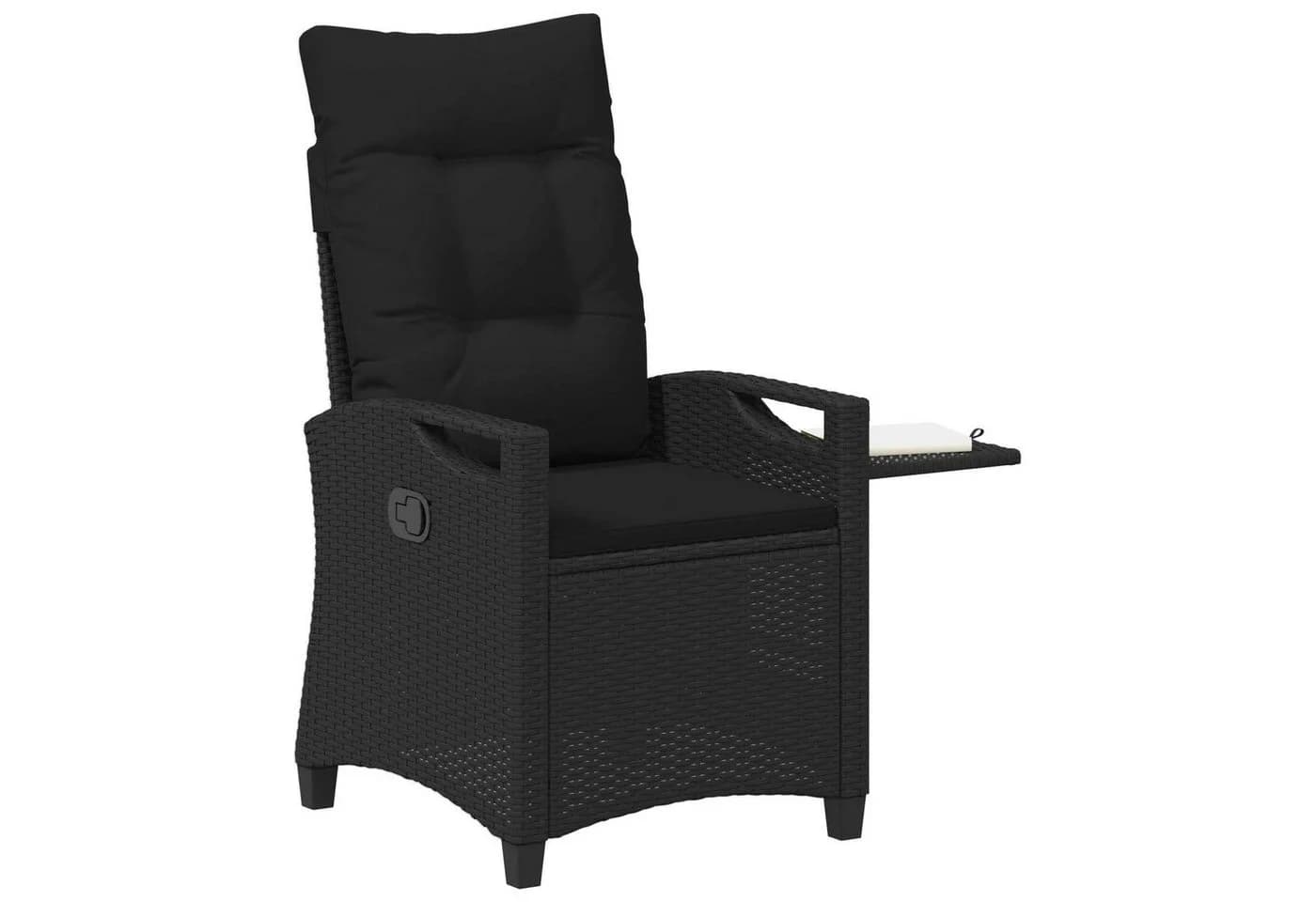 vidaXL Verstellbarer Gartenstuhl mit Klapptisch Schwarz Poly-Rattan - Bild 3