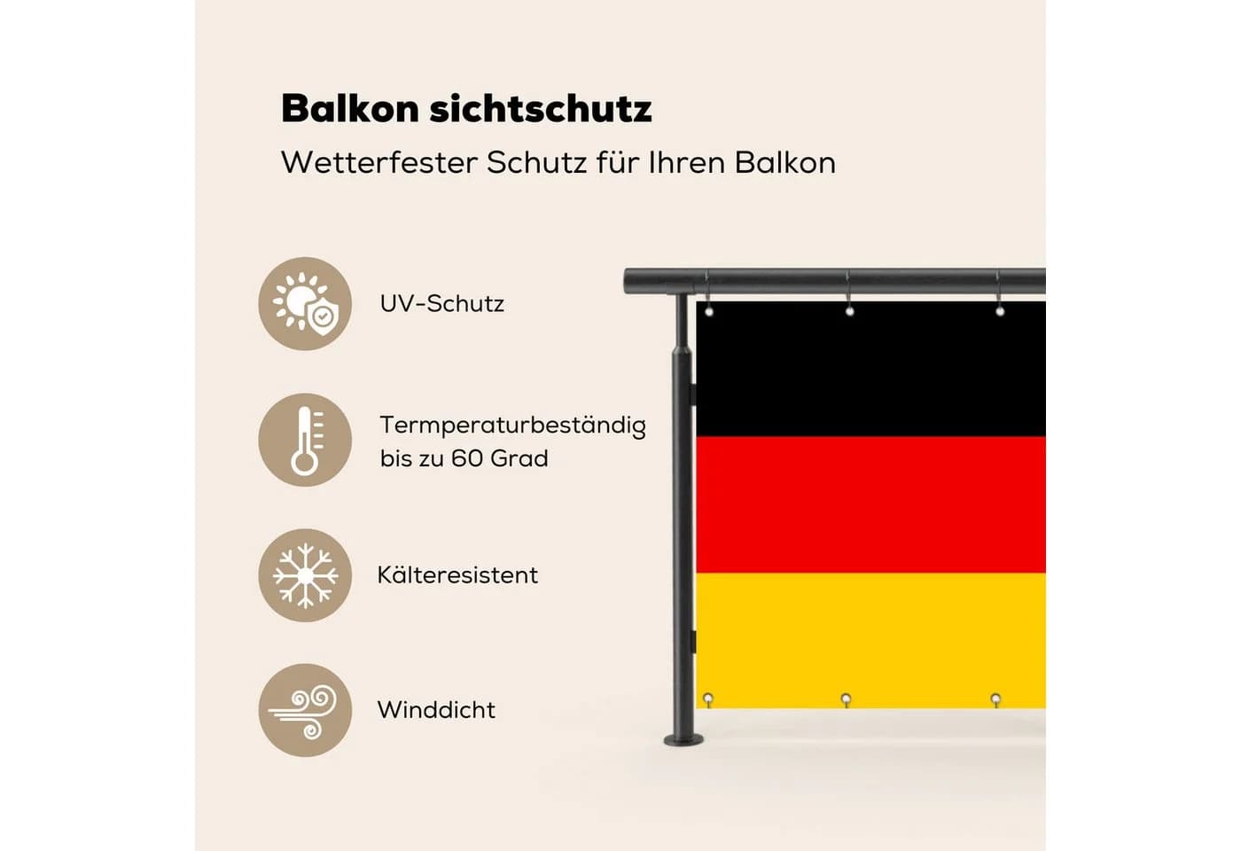 MuchoWow Balkonsichtschutz Deutsche Flagge PVC Windschutz - Bild 3
