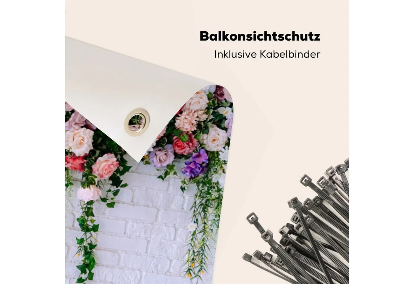 MuchoWow Balkonsichtschutz Rosa Blumen PVC 90x200 cm - Bild 5