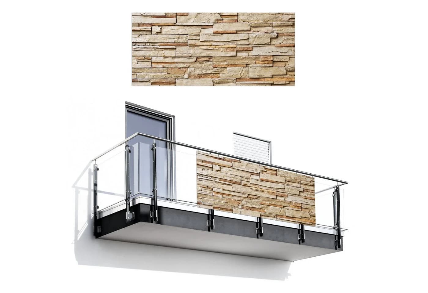 MuchoWow Balkonsichtschutz PVC Steine Beige Braun - Bild 2