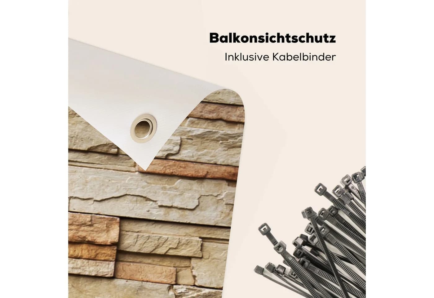 MuchoWow Balkonsichtschutz PVC Steine Beige Braun - Bild 5
