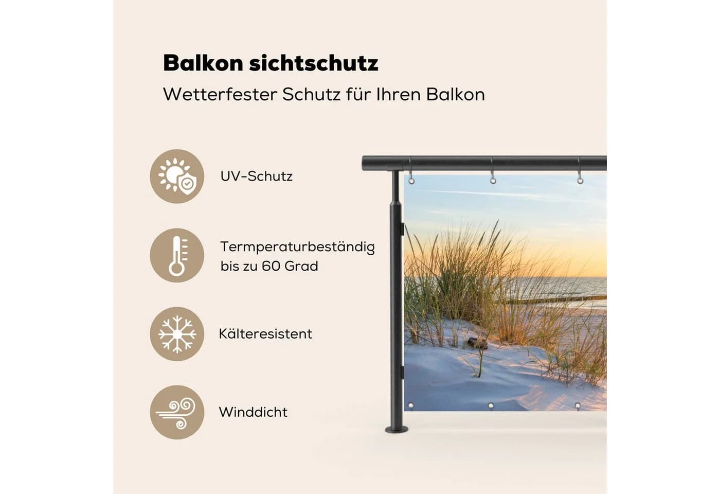 MuchoWow Balkonsichtschutz Strand Design PVC Windschutz - Bild 3