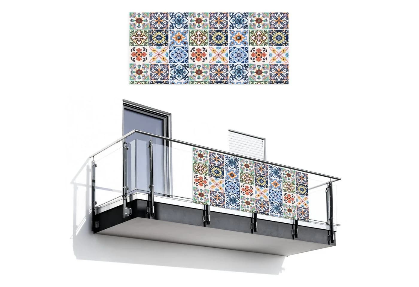 MuchoWow Balkonsichtschutz Abstraktes Blumenmuster Bunt PVC - Bild 2