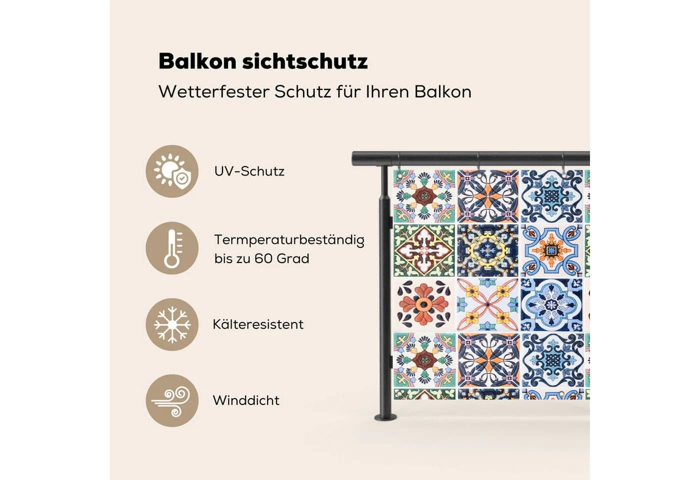 MuchoWow Balkonsichtschutz Abstraktes Blumenmuster Bunt PVC - Bild 3