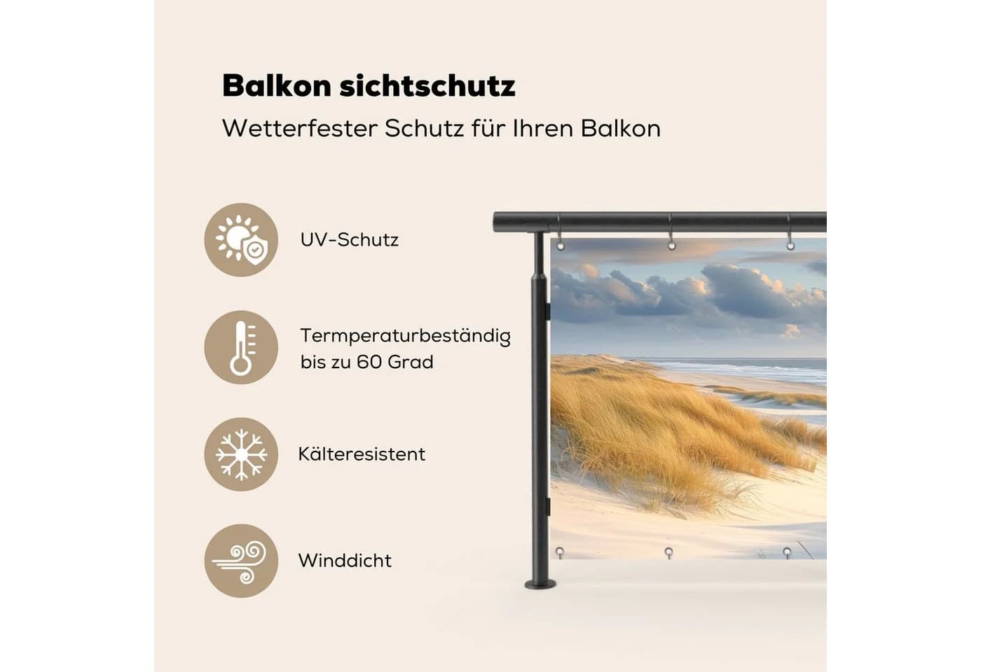 MuchoWow Balkonsichtschutz Dünen PVC Windschutz - Bild 3