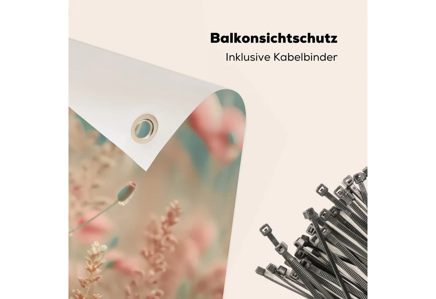MuchoWow Balkonsichtschutz Rosa Mohnblumen PVC - Bild 5