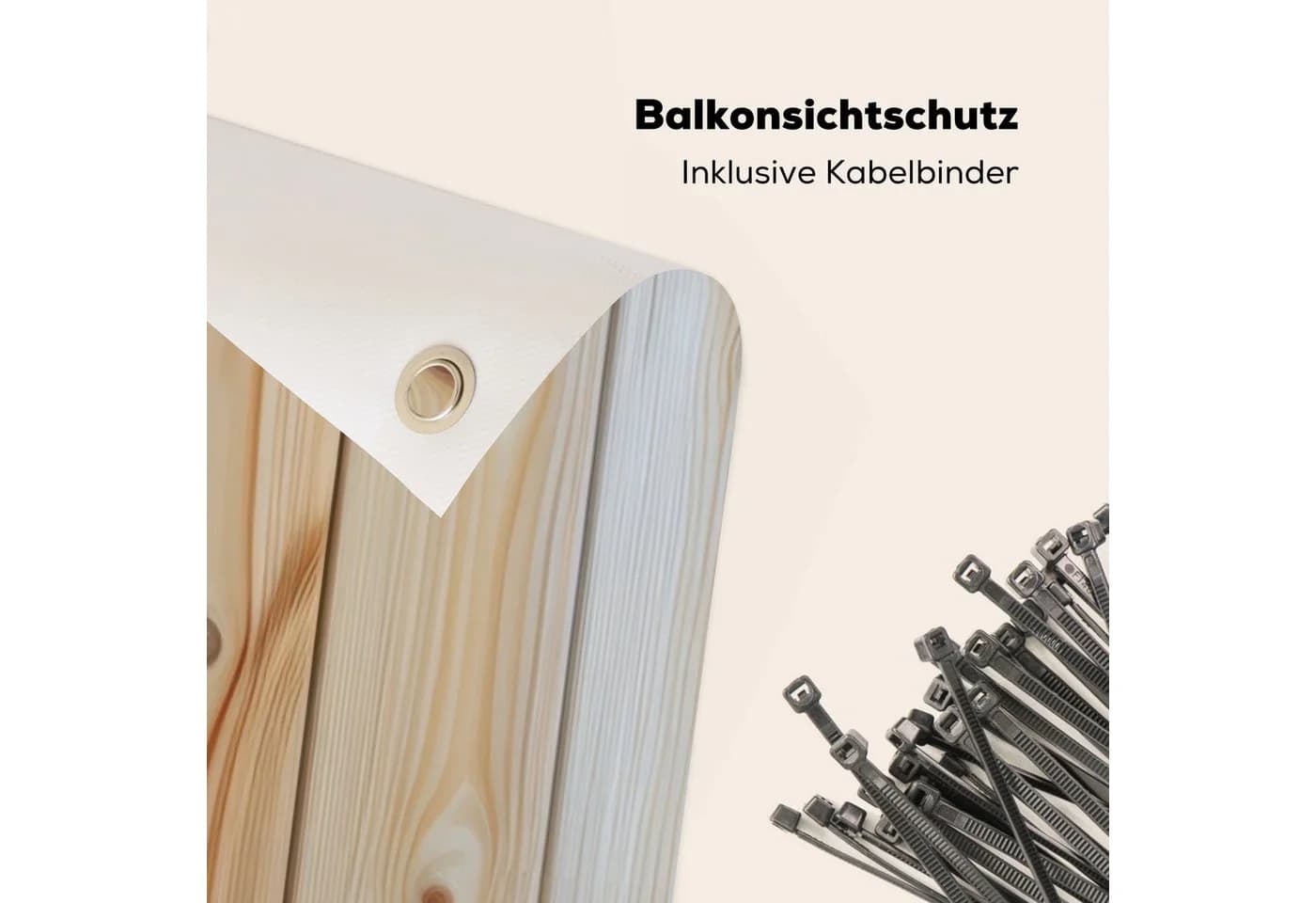 MuchoWow Balkonsichtschutz PVC Beige Holzoptik Windschutz - Bild 5