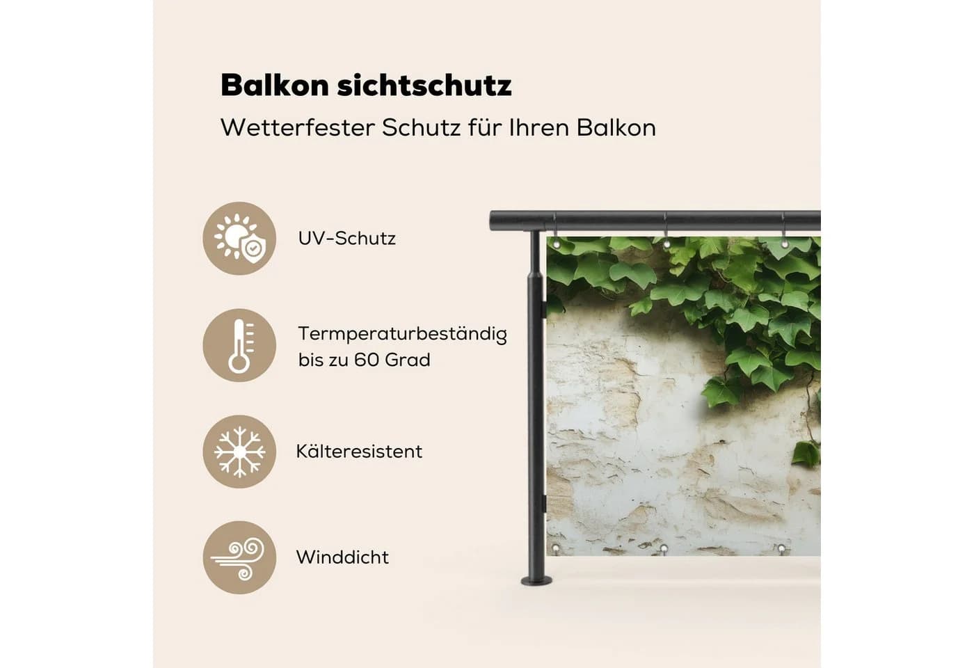 MuchoWow Balkonsichtschutz Efeu Grün PVC Windschutz - Bild 3