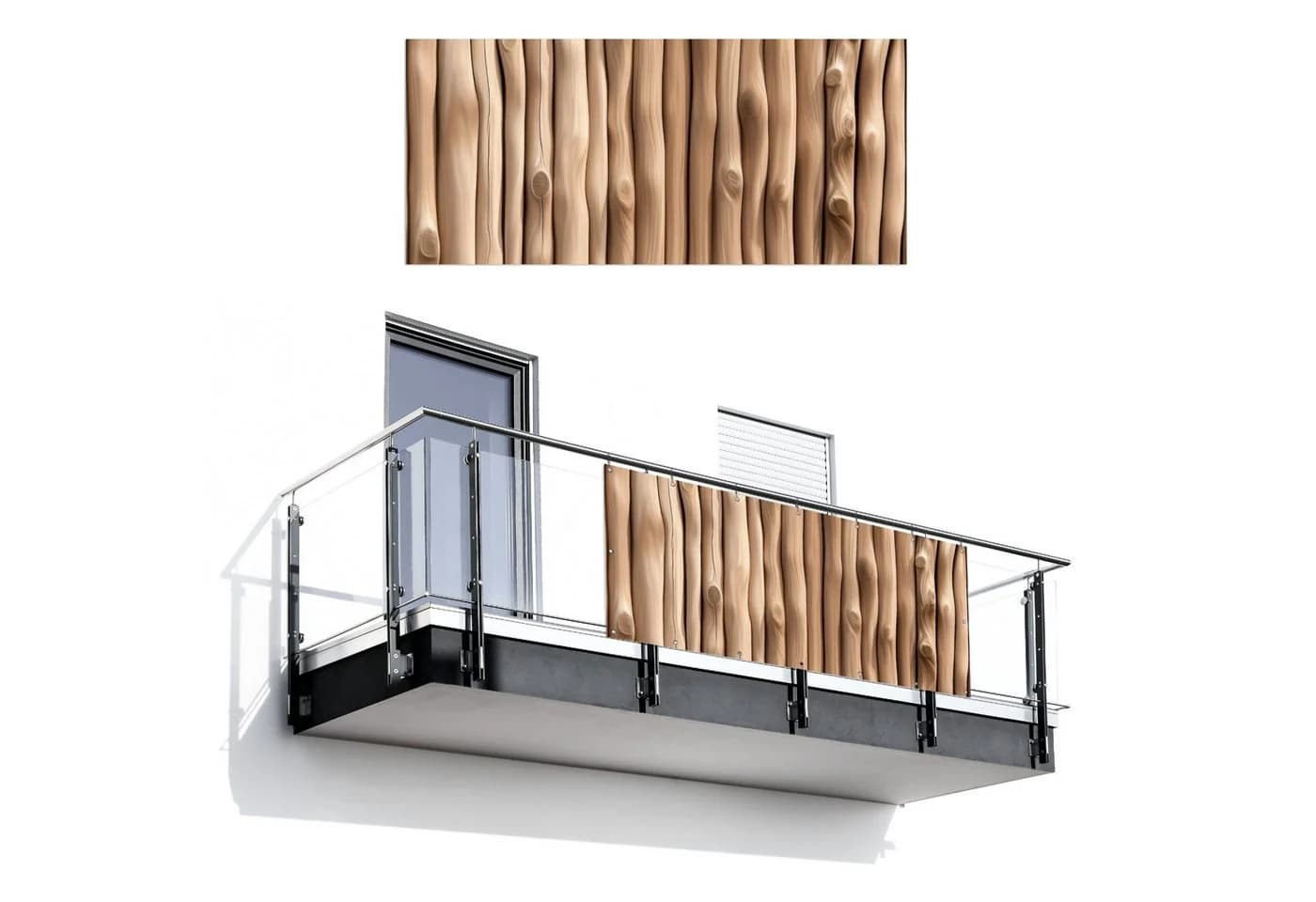 MuchoWow Balkonsichtschutz Hellbraun PVC Holzmuster - Bild 2