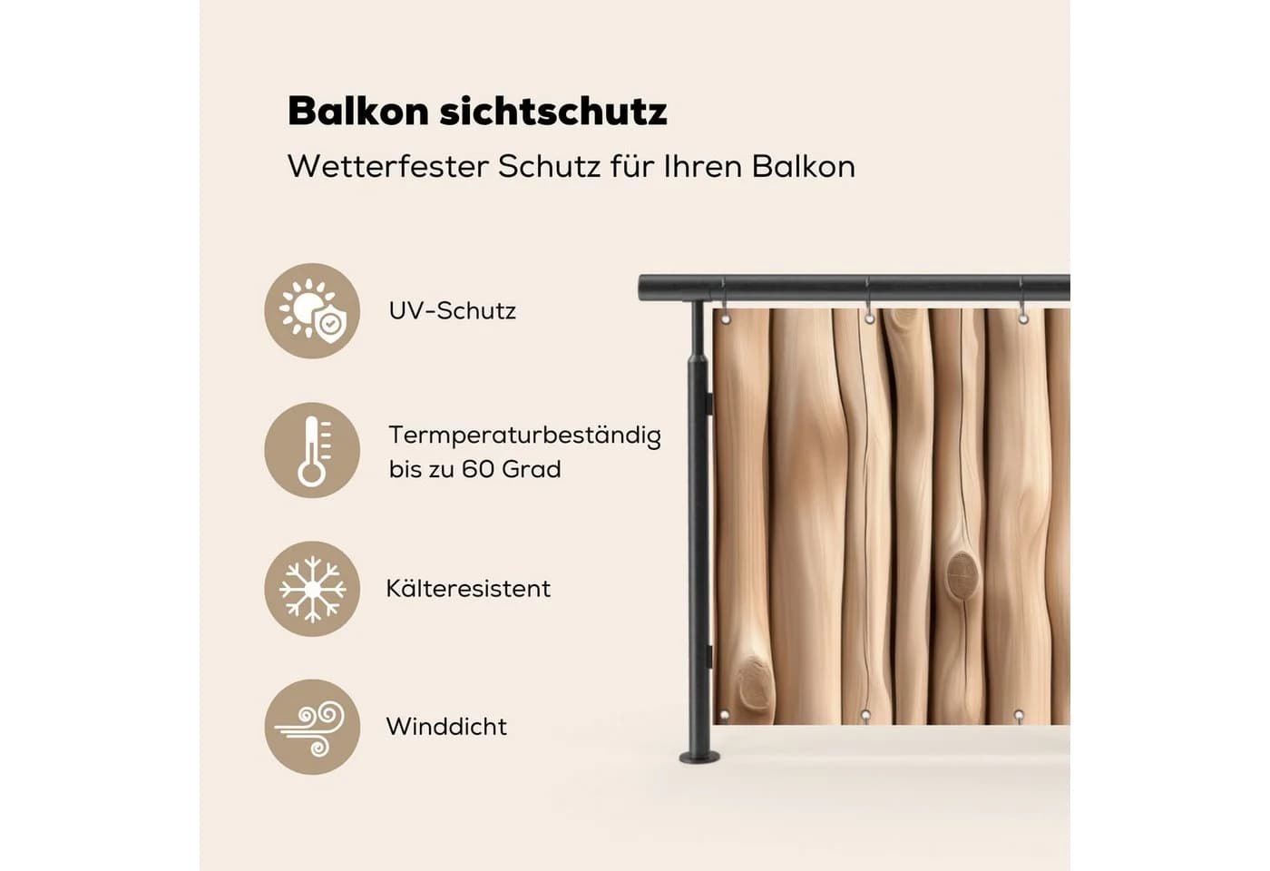MuchoWow Balkonsichtschutz Hellbraun PVC Holzmuster - Bild 3