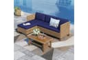 PHI VILLA Gartenlounge-Set 4-tlg. Beige/Dunkelblau PE Rattan Bild 2