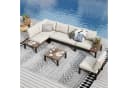 PHI VILLA Gartenlounge-Set Beige Metall mit Kissen Bild 2