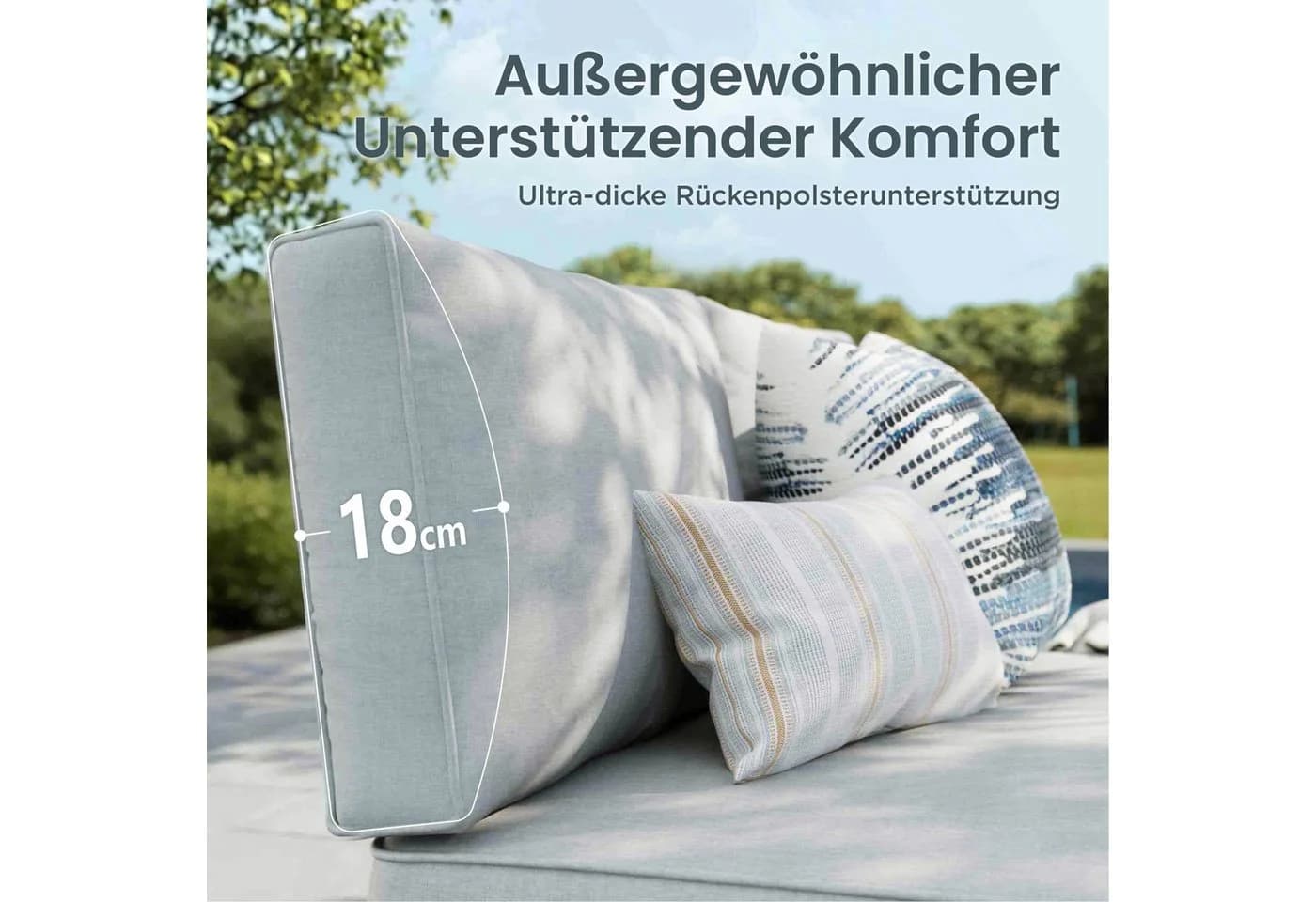 PHI VILLA Gartenlounge-Set Beige-Grau Wetterfest mit Kissen - Bild 5