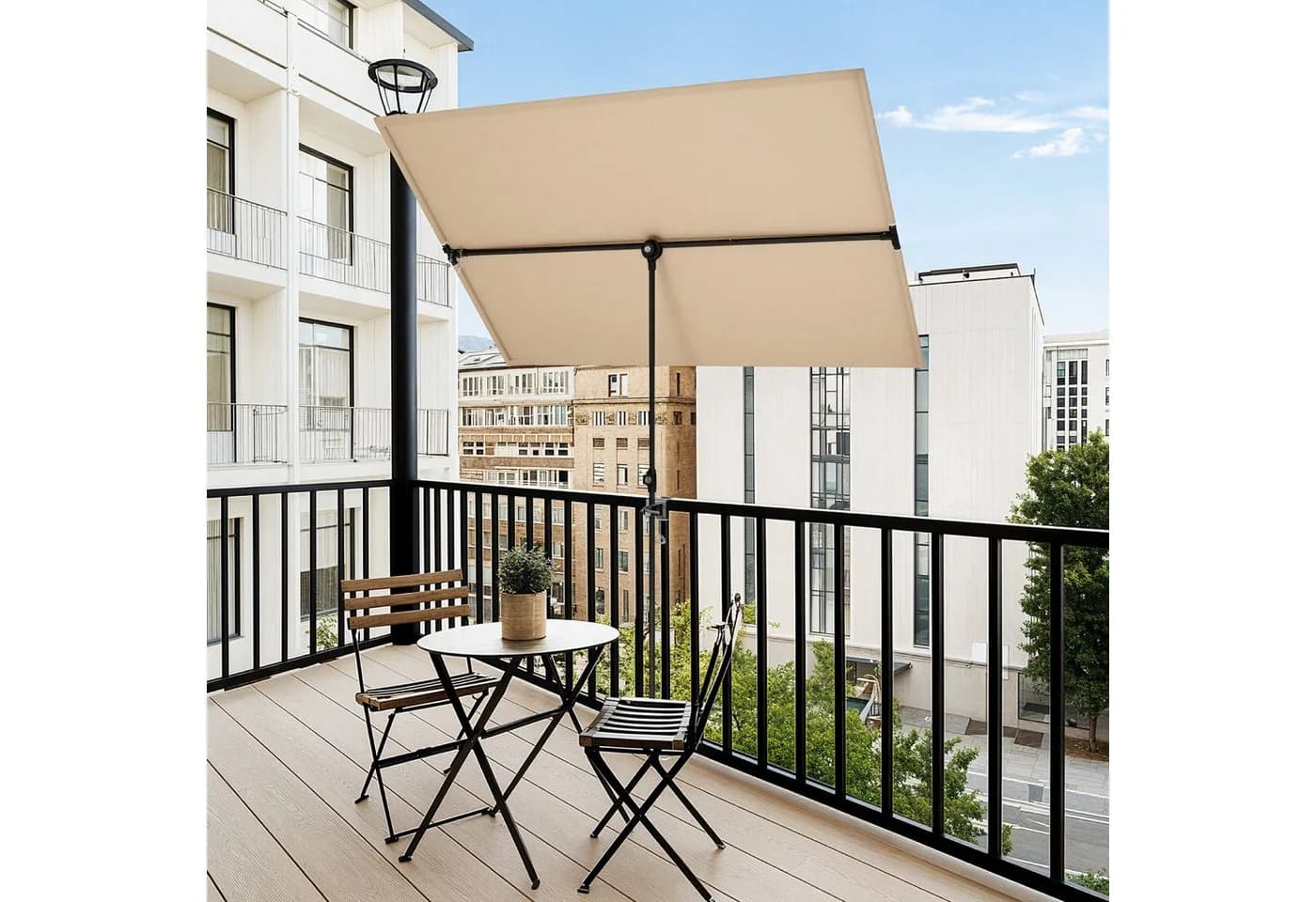 PHI VILLA Balkonschirm Beige 180x130 cm 360° drehbar