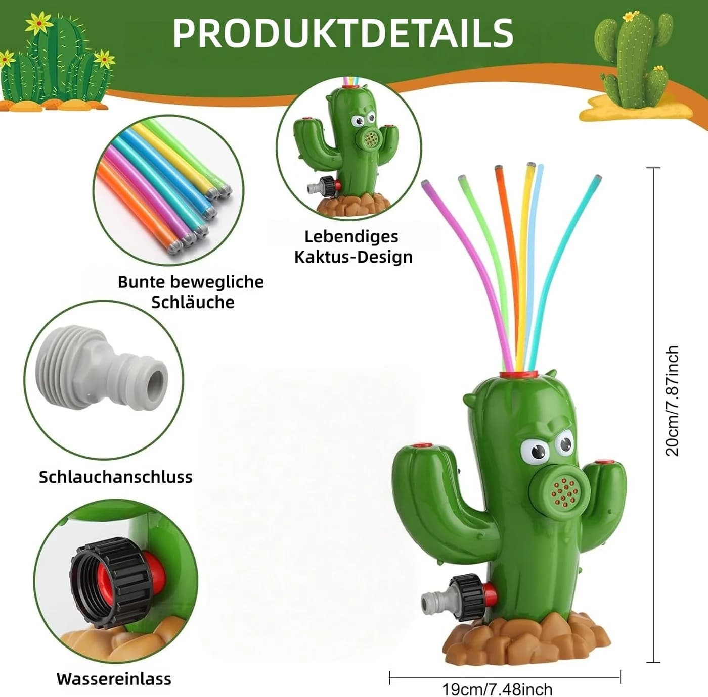 FOUORTUNATE-BEE Kaktus-Wassersprinkler Grün für Kinder