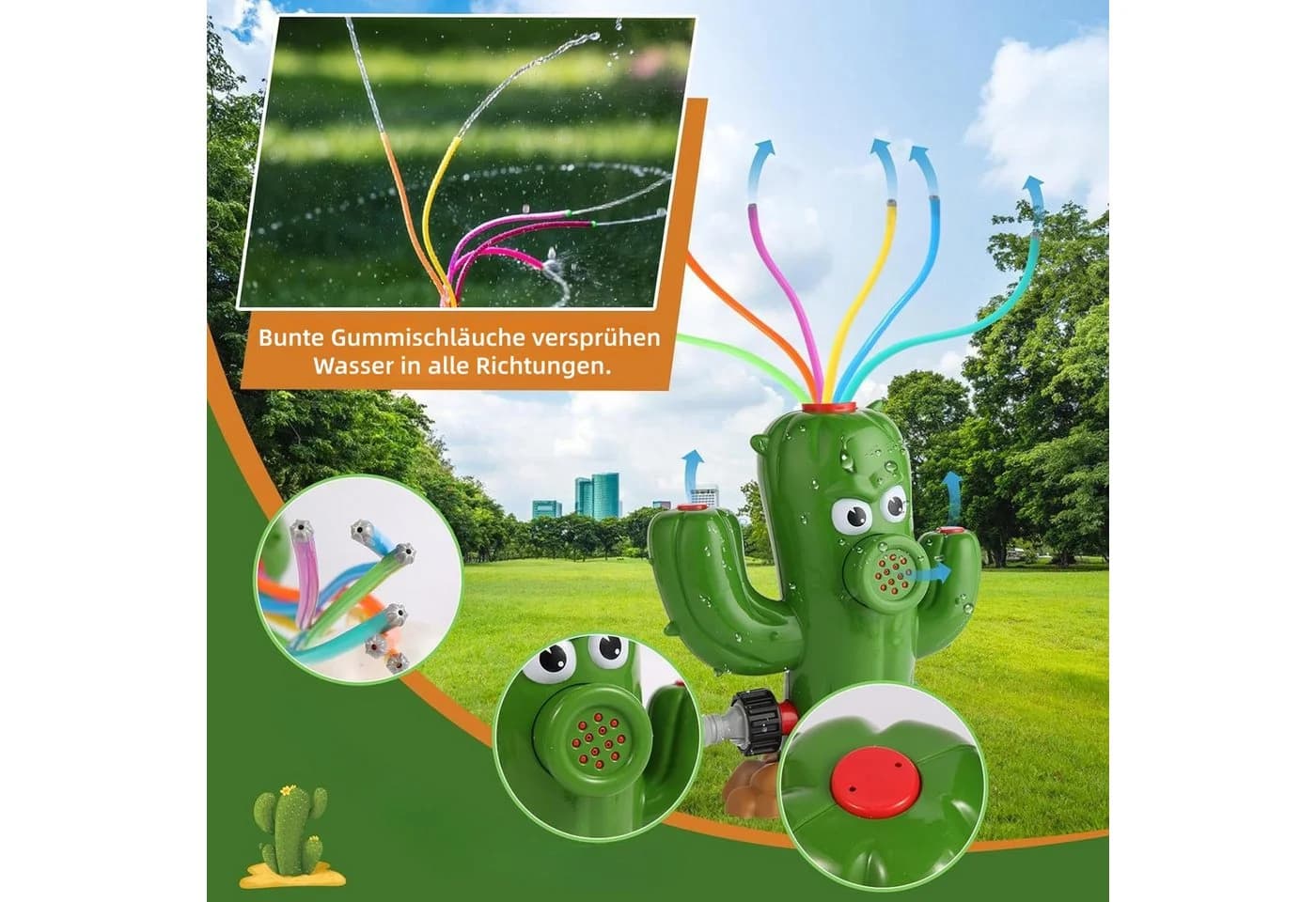 FOUORTUNATE-BEE Kaktus-Wassersprinkler Grün für Kinder - Bild 3