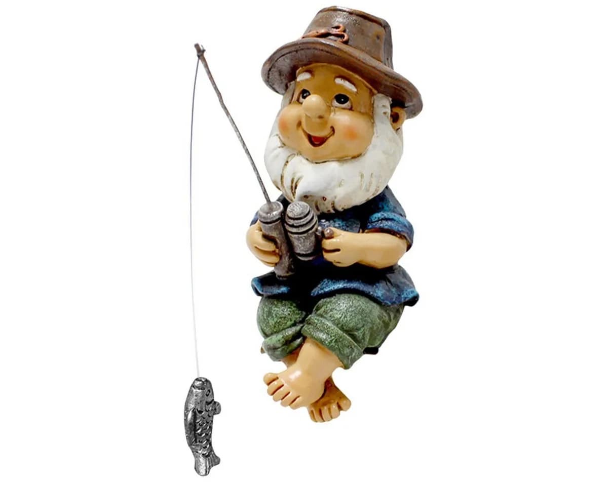 FOUORTUNATE-BEE Gartenzwerg Angler Figur Deko Harz Gartenfigur - Bild 2
