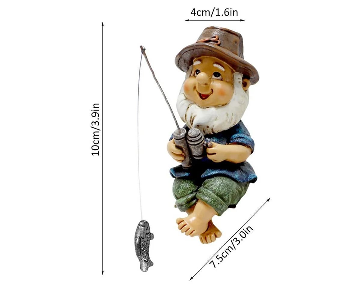 FOUORTUNATE-BEE Gartenzwerg Angler Figur Deko Harz Gartenfigur - Bild 5