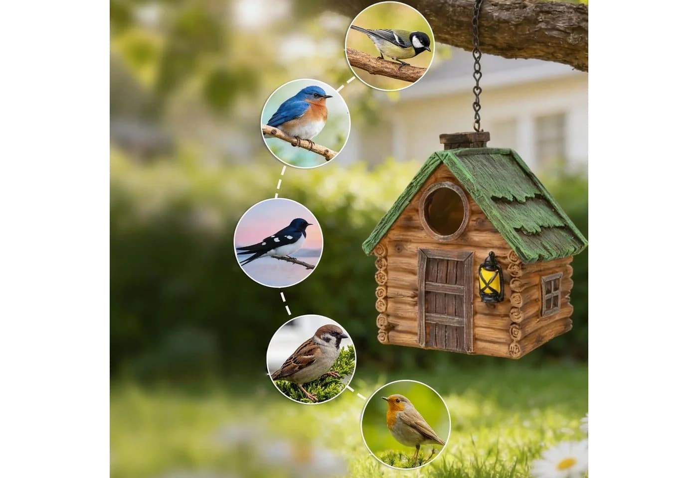 FOUORTUNATE-BEE Hängendes Vogelhaus Nistkasten mit Belüftung - Bild 3