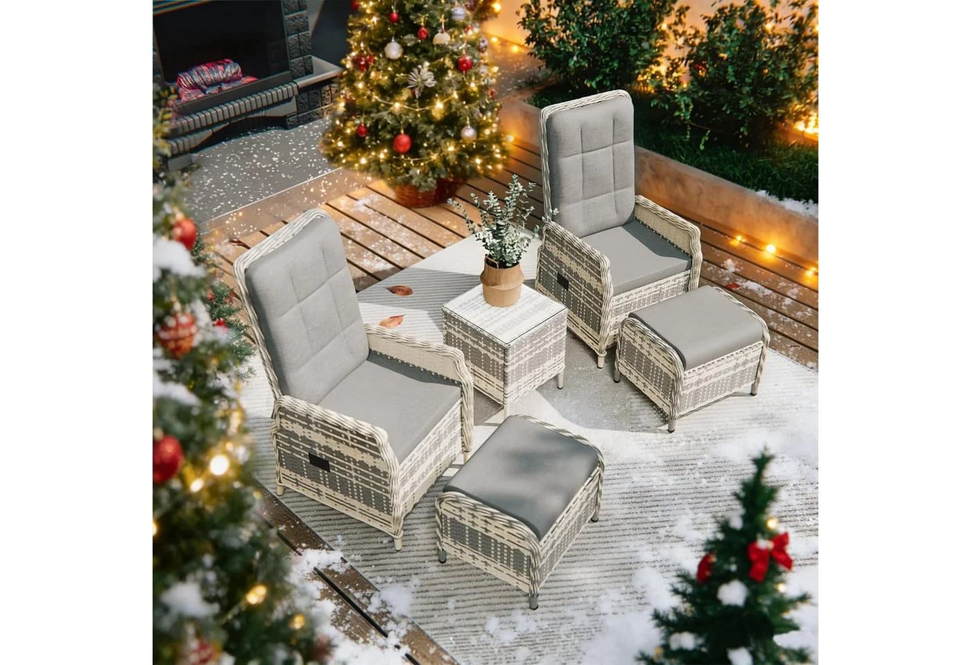 GOTLAND Gartenlounge-Set 5-tlg. Rattan Outdoor