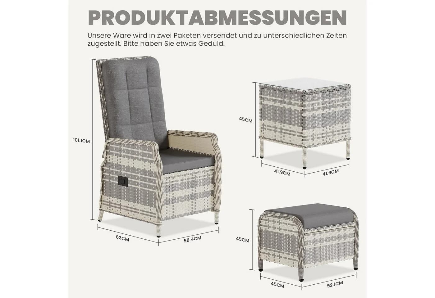 GOTLAND Gartenlounge-Set 5-tlg. Rattan Outdoor - Bild 4
