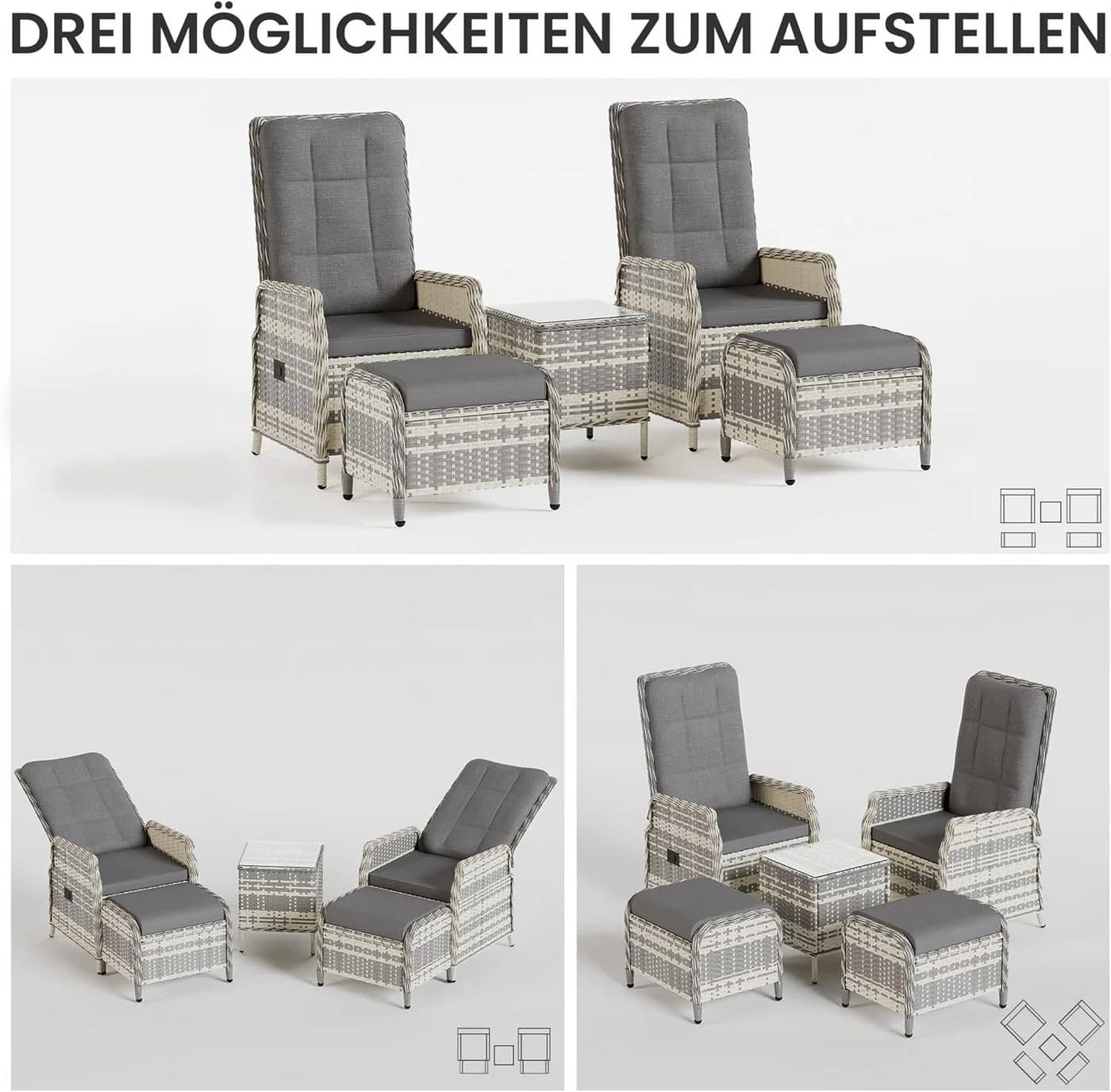 GOTLAND Gartenlounge-Set 5-tlg. Rattan Outdoor - Bild 5