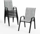 GOTLAND Gartenstuhl Hochlehner 6er Set Grau Schwarz Stapelbar Bild 2