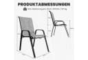GOTLAND Gartenstuhl Hochlehner 6er Set Grau Schwarz Stapelbar Bild 3
