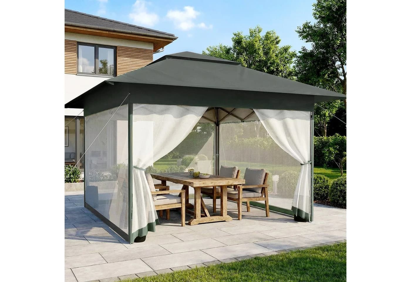 Huracan Faltpavillon 3,6x3,6m mit Moskitonetz Anthrazit - Bild 2