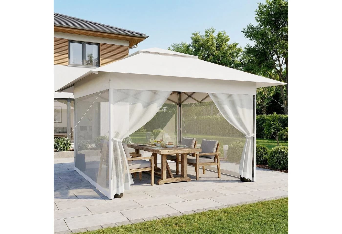 Huracan Faltpavillon 3,6x3,6m Weiß mit One-Touch-Hebesystem - Bild 2