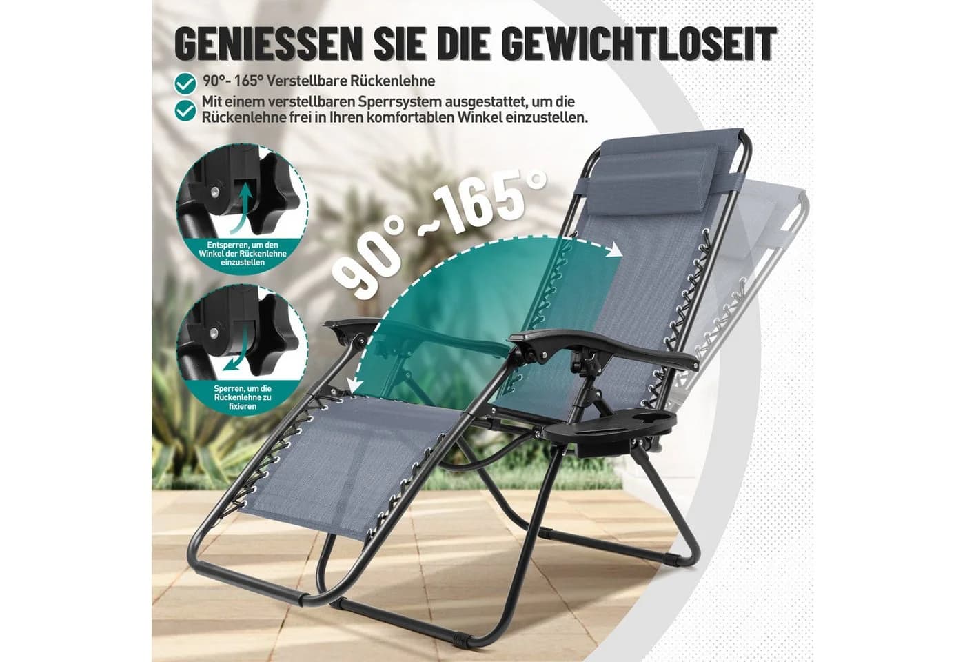 Huracan Gartenliege Sonnenliege Klappbar - Bild 5