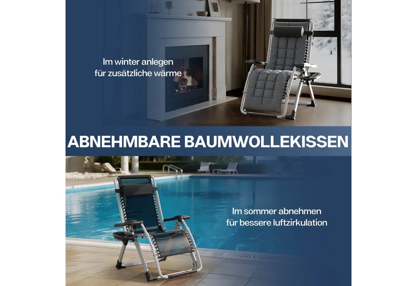 Huracan Gartenliege Klappbar Wetterfest mit Ergonomisches Polster - Bild 4