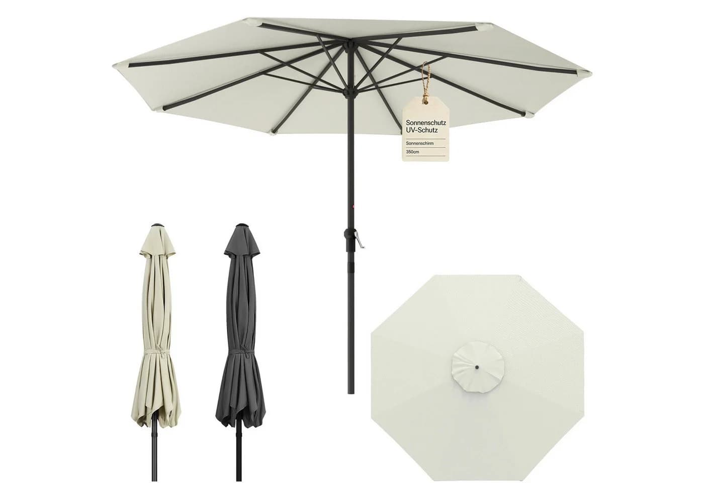 Huracan Sonnenschirm neigbar mit LED Beige 300/350 cm - Bild 2