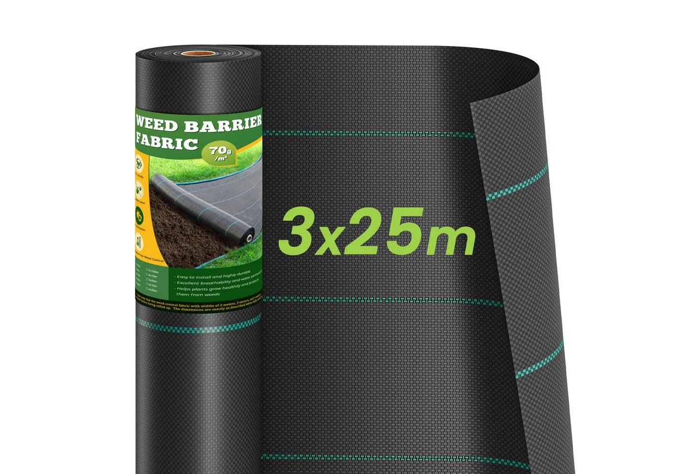 Dripex Unkrautvlies 90g/m² Schwarz Wasserdurchlässig - Bild 2