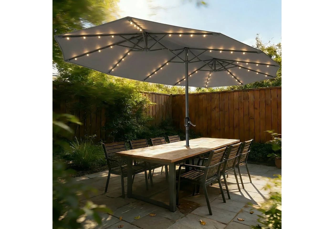 Huracan Sonnenschirm Doppelschirm Dunkelgrau UPF 50+ LED Optional - Bild 2