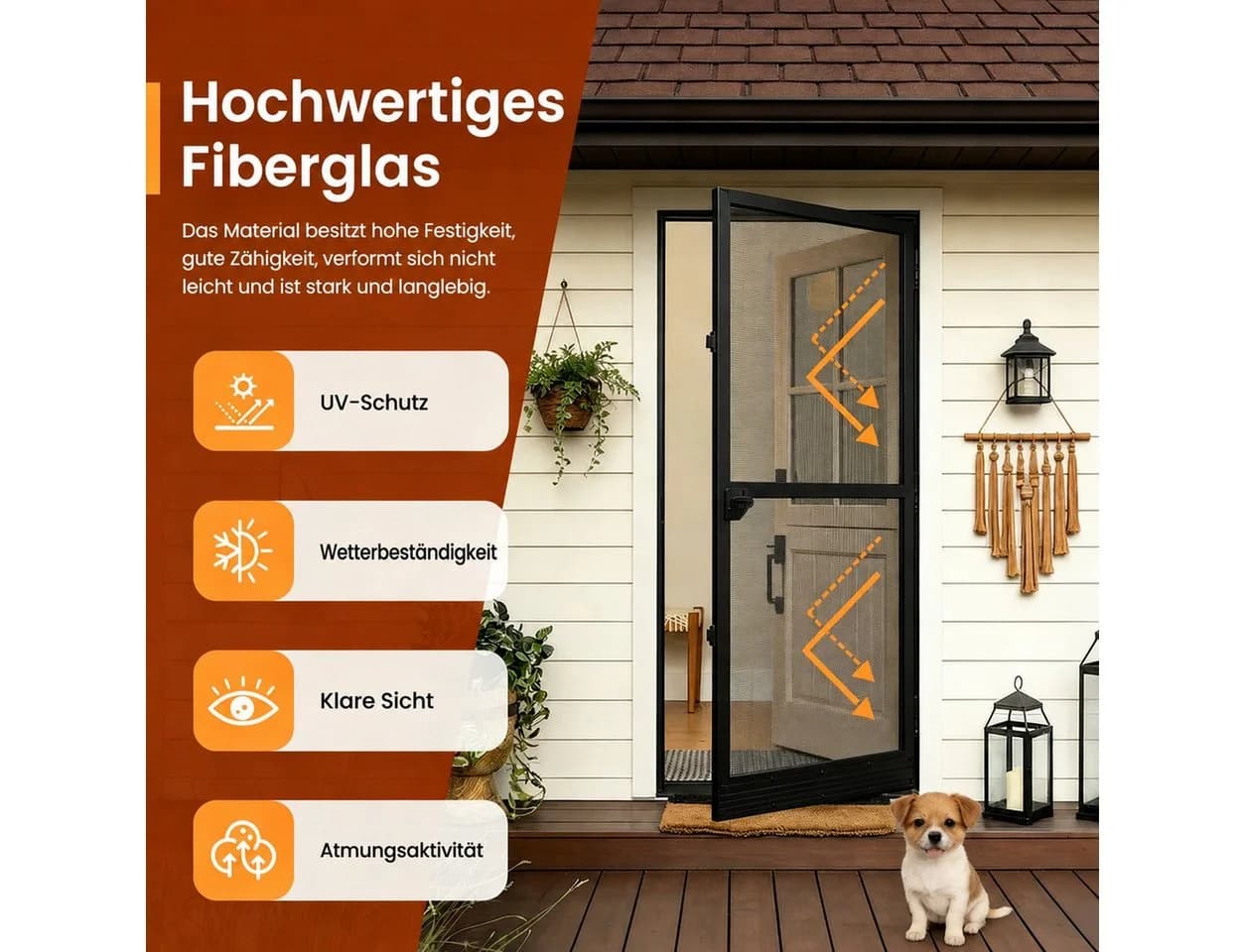Ferghana Insektenschutztür mit Magnetstreifen & Automatischem Schließer - Bild 3