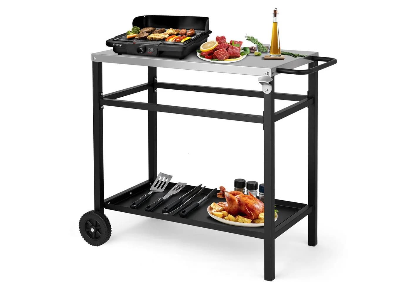 LALAHO Grillwagen Edelstahl mit Stauraum und Rollen - Bild 2