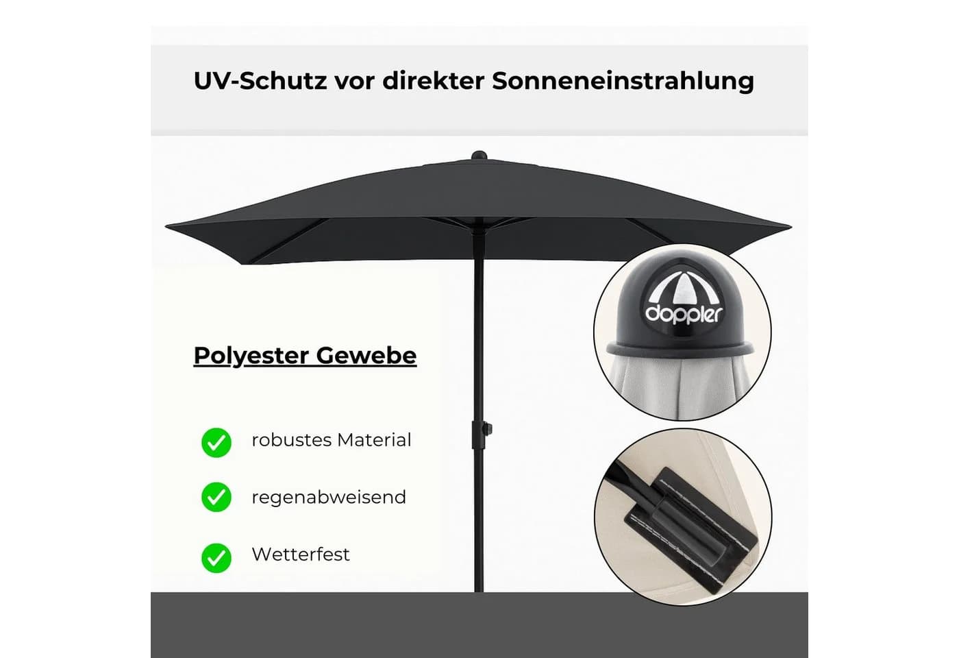 Doppler Sonnenschirm GS Sunline III Rechteckig Anthrazit - Bild 5