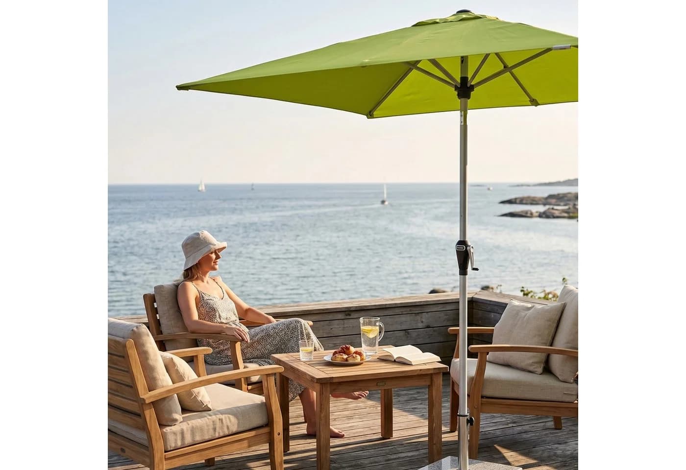 doppler® Sonnenschirm ACTIVE Auto Tilt Kurbelschirm 300x200 cm Grün