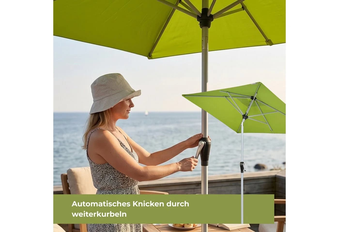 doppler® Sonnenschirm ACTIVE Auto Tilt Kurbelschirm 300x200 cm Grün - Bild 5