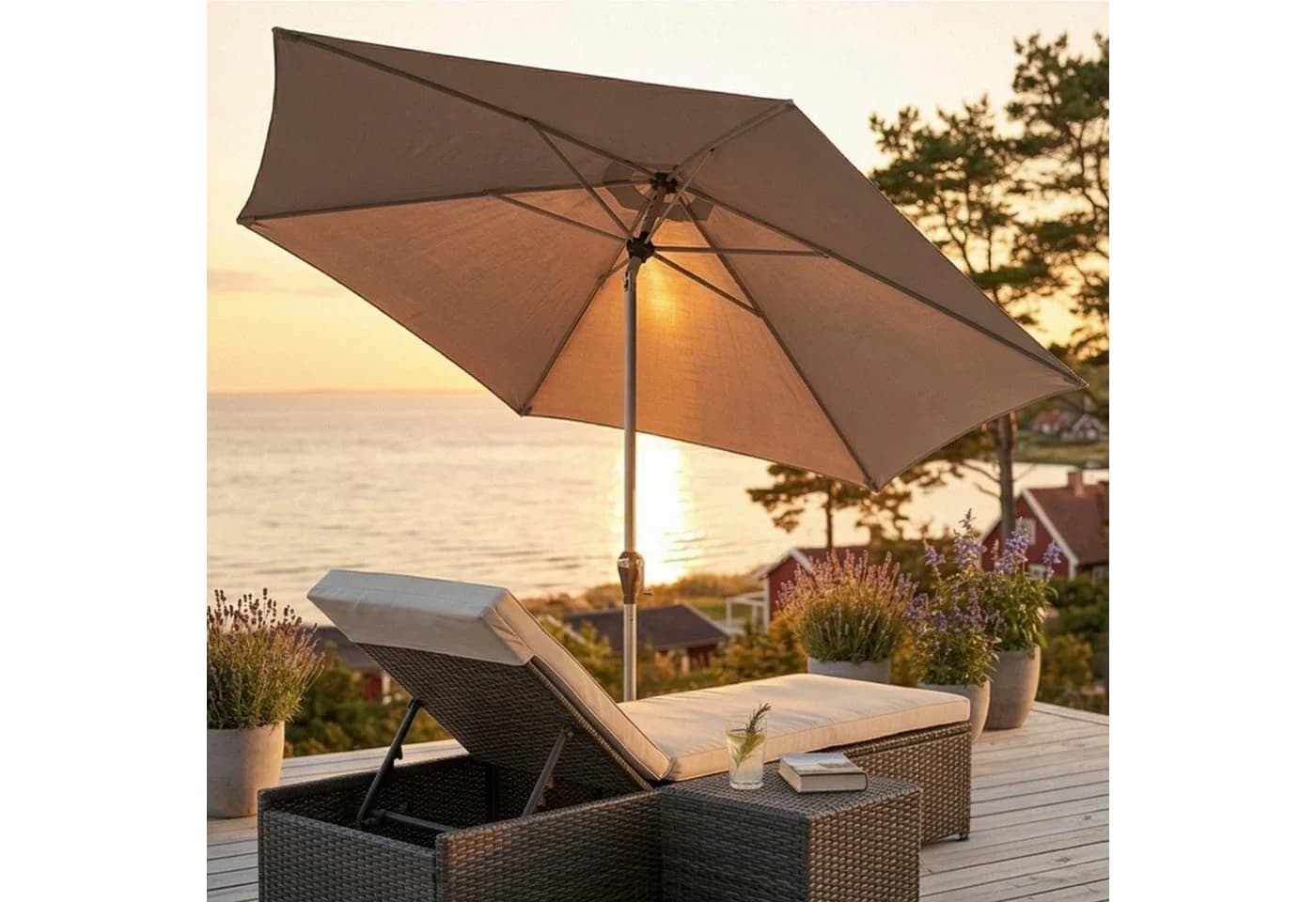 doppler ACTIVE Sonnenschirm 320 cm Hellgrau Auto Tilt Kurbelschirm - Bild 5