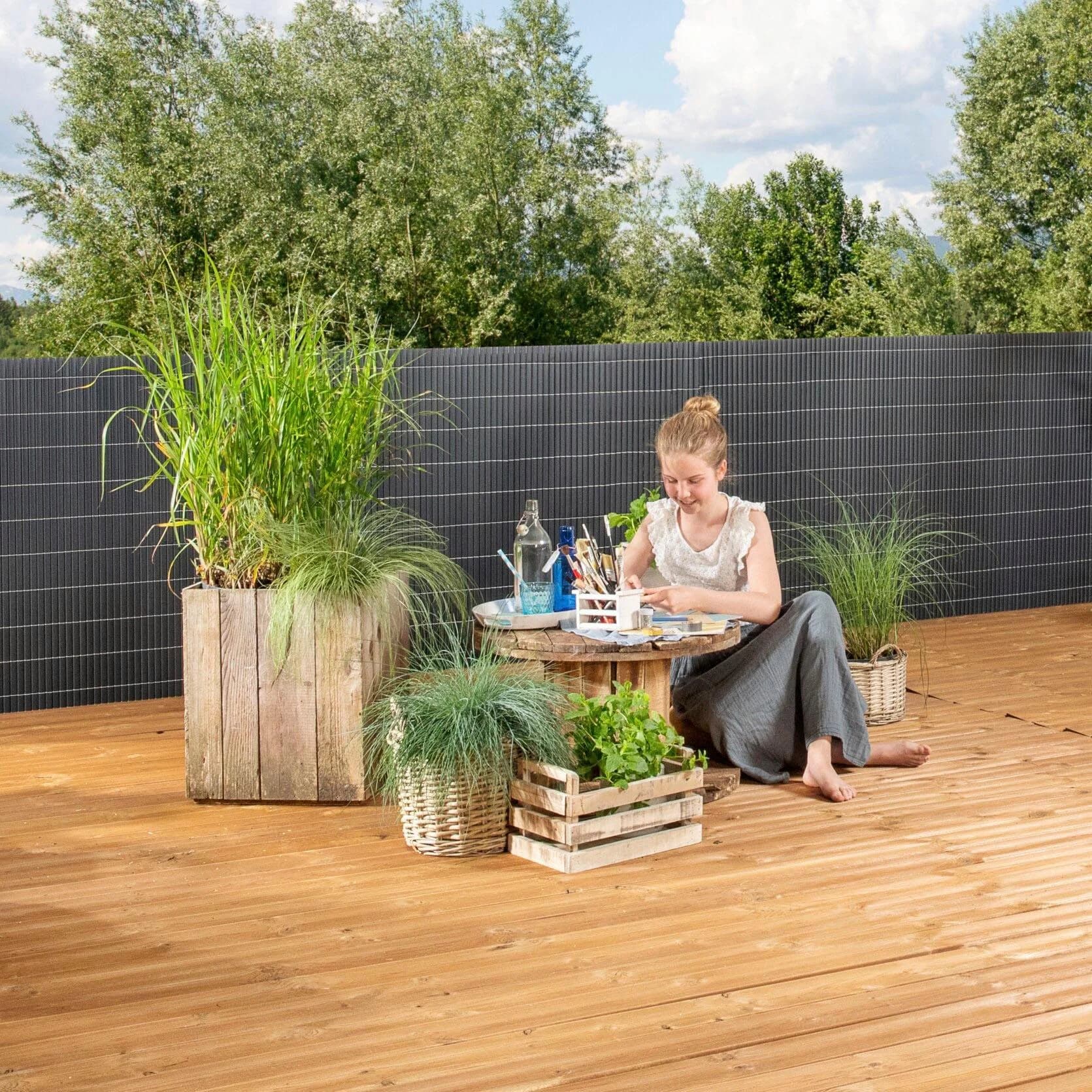 Windhager Sichtschutzzaunmatten Anthrazit PVC Zaunelemente