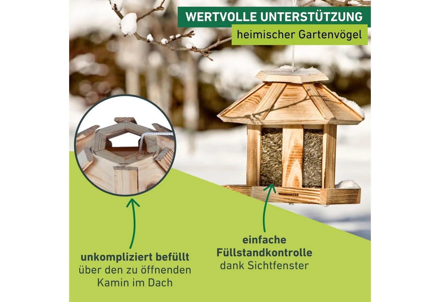 Windhager Vogelfuttersilo Wilder Kaiser Massivholz Natur