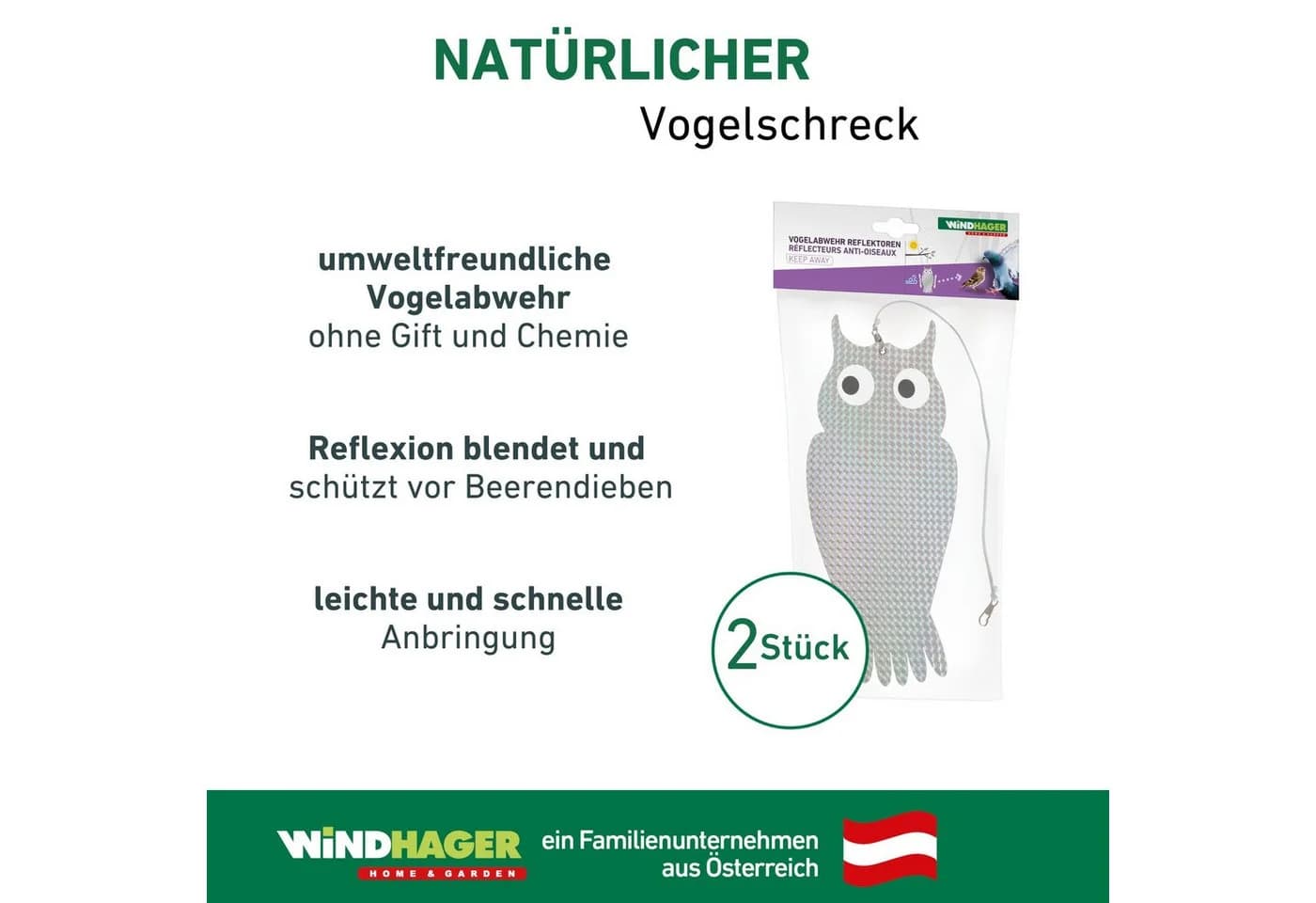 Windhager Vogelattrappe Reflektor Kunststoff silber Doppelpack - Bild 5