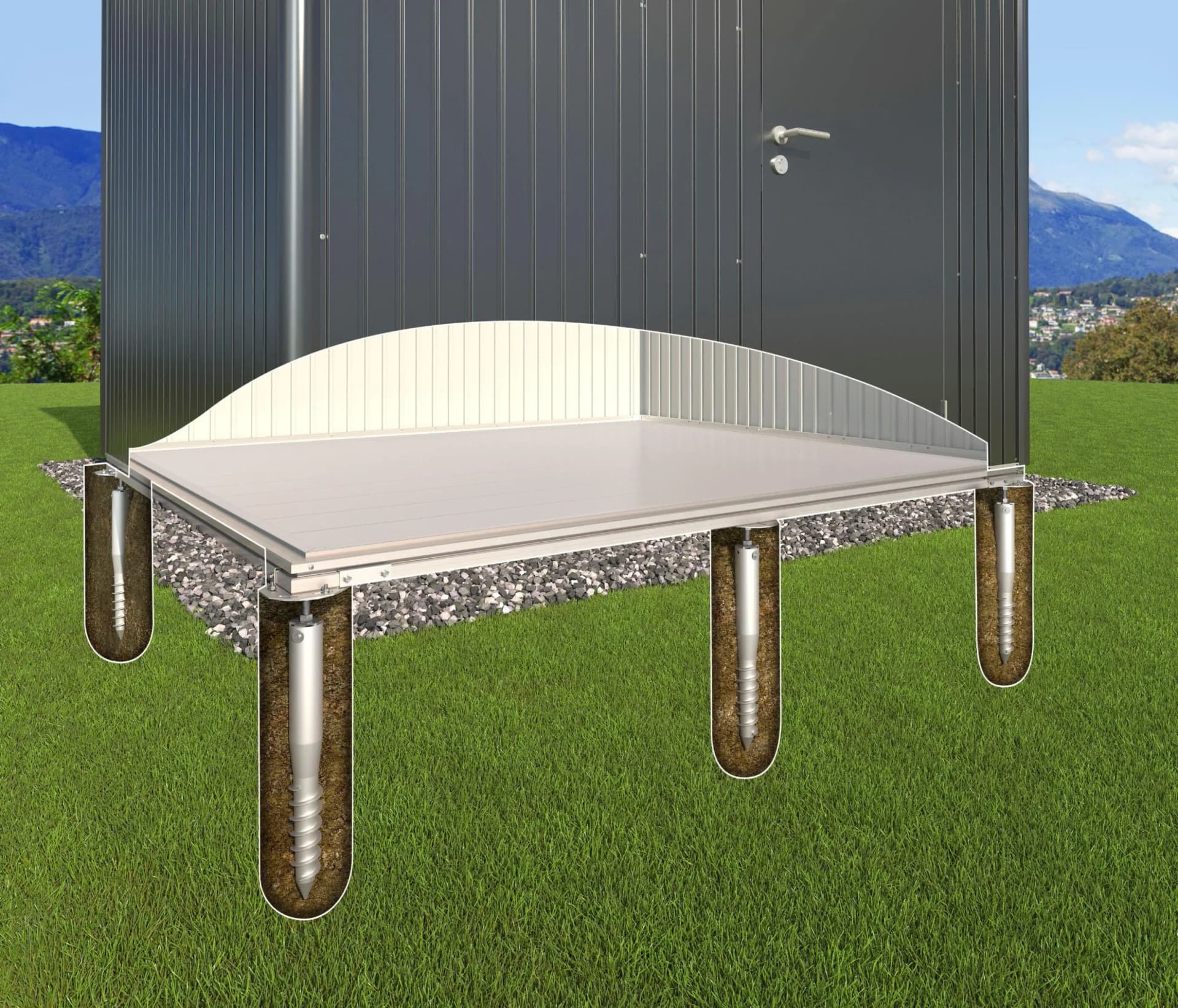 BioHort Gerätehaus-Fundamentrahmen Silber Aluminium