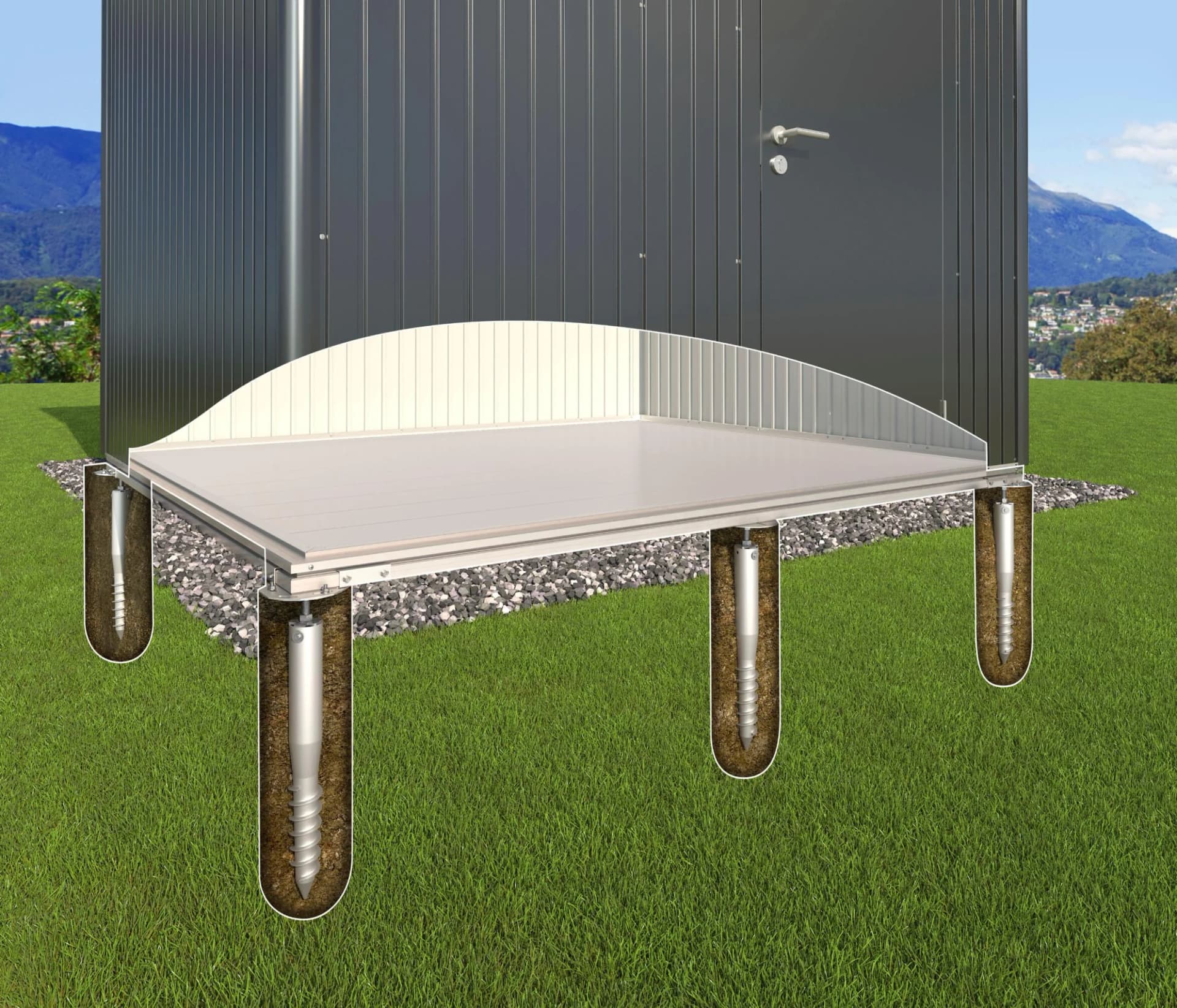 BioHort Gerätehaus-Fundamentrahmen Aluminium Silber