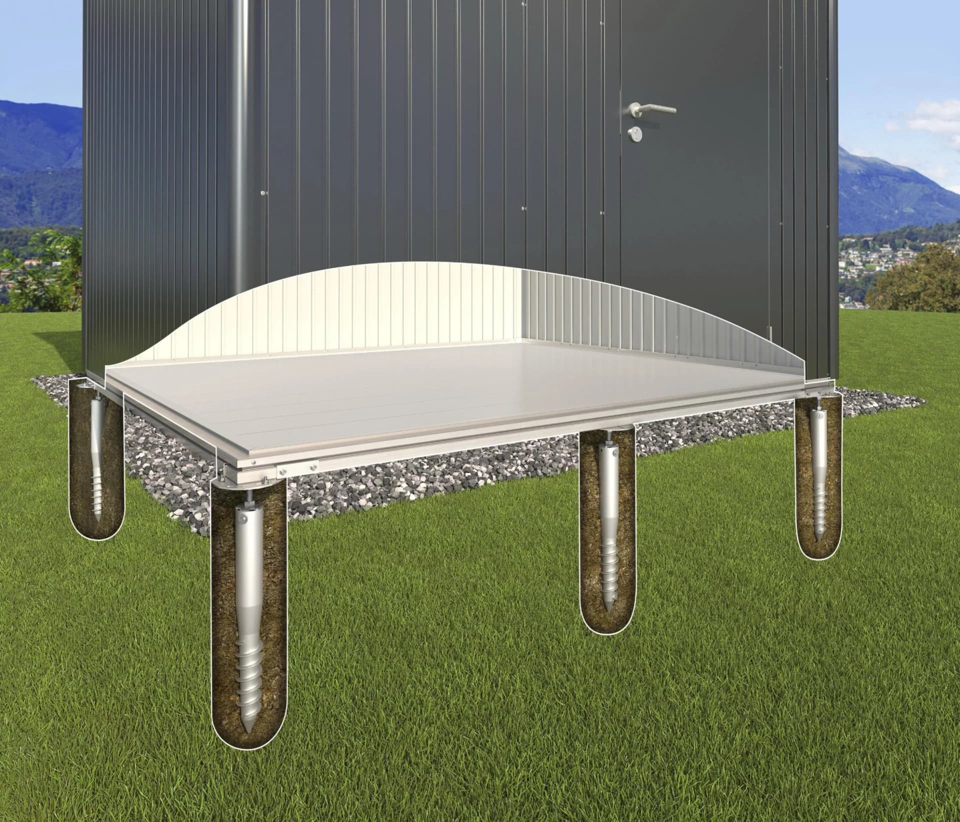 Gerätehaus-Fundamentrahmen BIOHORT Silber Aluminium
