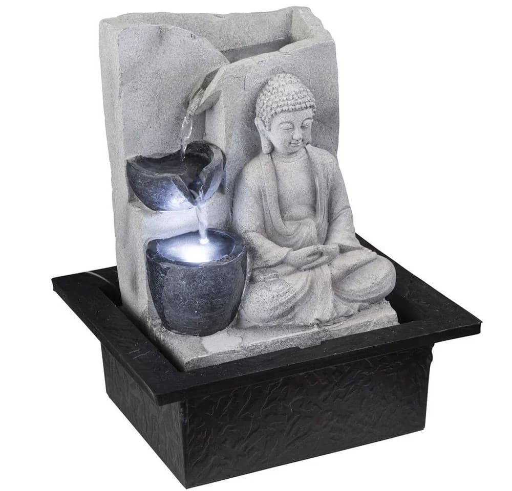 GLOBO LIGHTING Buddha Tischbrunnen LED Kunststoff Grau - Bild 2