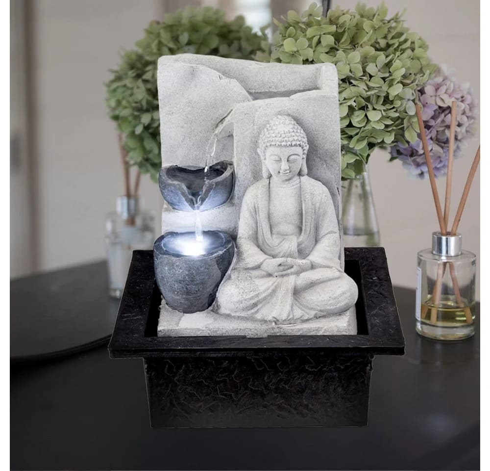 GLOBO LIGHTING Buddha Tischbrunnen LED Kunststoff Grau - Bild 5